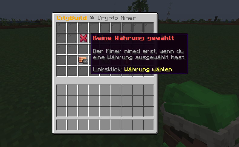 Coin im Miner-Menü auswählen